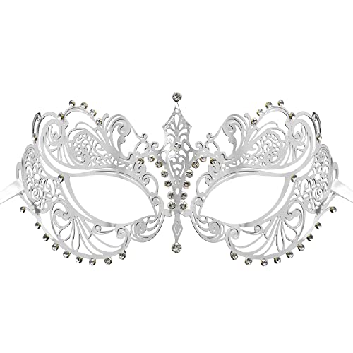 Lasergeschnittene Metall-Maske, venezianische Party, Karneval, Halloween, Maske (Silber) von WLHHBO