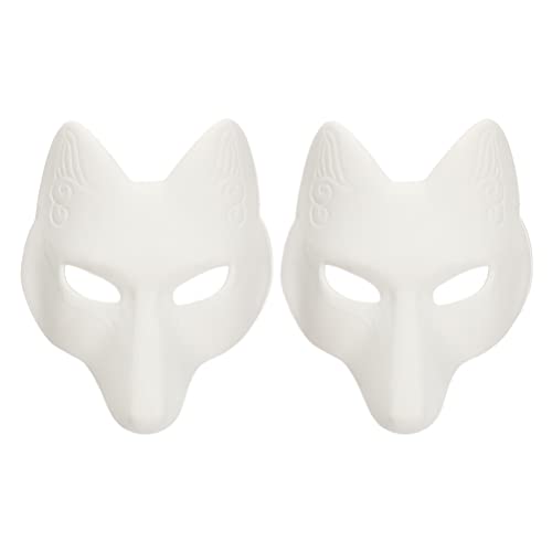 Maskerade Fuchsmasken 2 Stück Halloween Fuchsmaske DIY Papier Blanko Maske Tier Unlackiert Handwerk Maske für Cosplay Maskerade Partys Kostüm Zubehör von WLHHBO