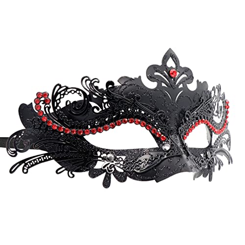 Maskerade-Maske, Karneval, Abschlussball, Ball, Kostüm, Maske, Hochzeit, Halloween, Weihnachten, Party, Maske (Schwarz / Rot) von WLHHBO