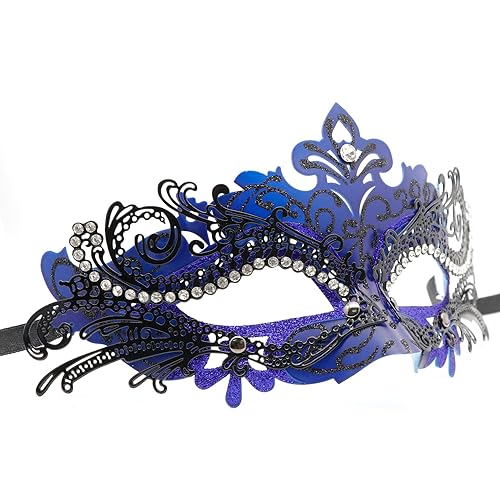 Maskerade-Maske, Karneval, Abschlussball, Ball, Kostüm, Maske, Hochzeit, Halloween, Weihnachten, Party, Maske (blau + weiß) von WLHHBO