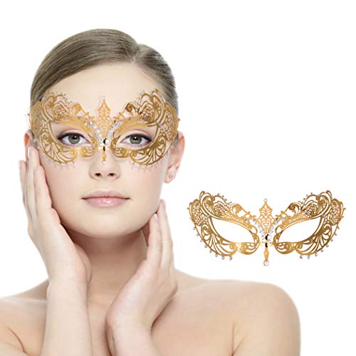 Maskerade-Maske für Damen, Metall-Party, für Karneval, Halloween, Kostüm, Cosplay (Phoenix Gold) (Anna Gold) von WLHHBO