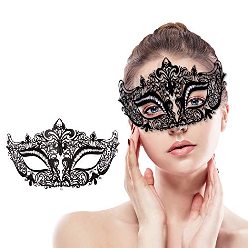 Maskerade-Maske für Damen, Metall-Party, für Karneval, Halloween, Kostüm, Cosplay (Phönix Gold) (Eule schwarz) von WLHHBO