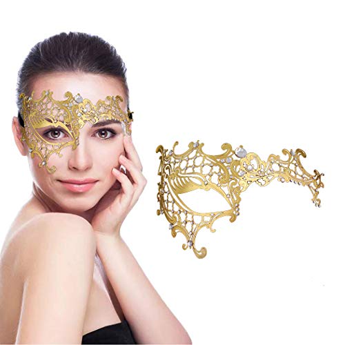 Maskerade-Maske für Damen, Metall-Party, für Karneval, Halloween, Kostüm, Cosplay (Phönix Gold) (Phantom Gold) von WLHHBO