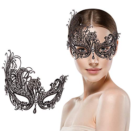 Maskerade-Maske für Damen, Metall-Party, für Karneval, Halloween, Kostüm, Cosplay (Phoenix Gold) (Phoenix Schwarz) von WLHHBO