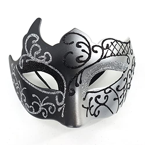 Maskerade-Maske für Männer und Frauen, Paar, venezianische Maske für Erwachsene, Karnevalsmaske für Halloween, Karneval, Kostüm, Party, Abschlussball, Ball (Silber) von WLHHBO