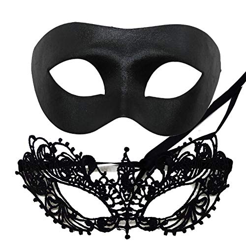 Maskerade-Maske für Paare, venezianisches Halloween-Kostüm, Spitzenmasken für Damen und Herren von WLHHBO