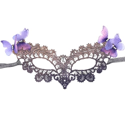 Maskerade-Maske – glänzender Schmetterling für Damen, Halloween, Maskerade, Ball, Tanz, Abschlussball, Karneval, Hochzeit, Party, Kostüm, Dekoration (lila) von WLHHBO