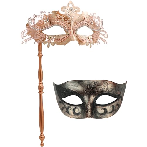 Maskerade-Maske mit Haltestab, Halloween-Kostüm, Maske, Karneval, Cosplay, Party, Kostüm, Maske (Farbe 11) von WLHHBO