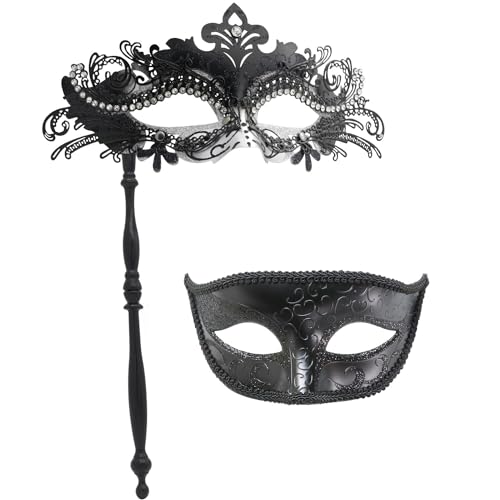 Maskerade-Maske mit Haltestab, Halloween-Kostüm, Maske, Karneval, Cosplay, Party, Kostüm, Maske (Farbe 12) von WLHHBO