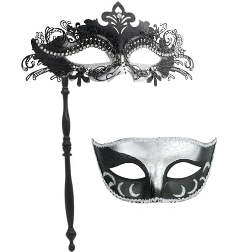 Maskerade-Maske mit Haltestab, Halloween-Kostüm, Maske, Karneval, Cosplay, Party, Kostüm, Maske (Farbe 13) von WLHHBO