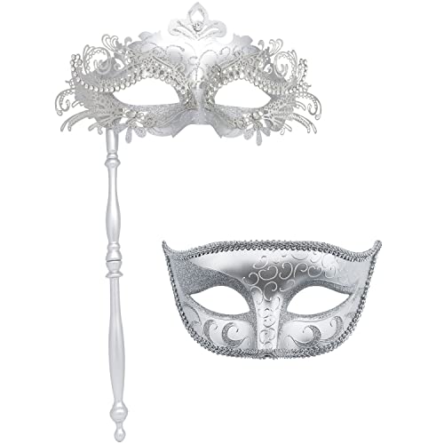 Maskerade-Maske mit Haltestab, Halloween-Kostüm, Maske, Karneval, Cosplay, Party, Kostüm, Maske (Farbe 3) von WLHHBO