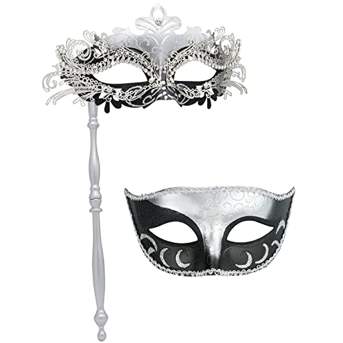 Maskerade-Maske mit Haltestab, Halloween-Kostüm, Maske, Karneval, Cosplay, Party, Kostüm, Maske (Farbe 4) von WLHHBO