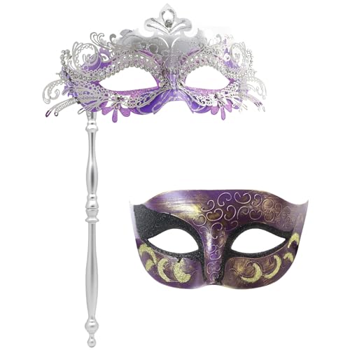 Maskerade-Maske mit Haltestab, Halloween-Kostüm, Maske, Karneval, Cosplay, Party, Kostüm, Maske (Farbe 9) von WLHHBO