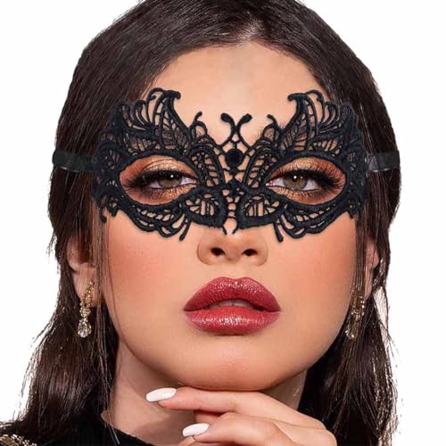 Maskerade Spitzenmaske für Damen, schwarze Spitzenmasken, Kostüm, Party, Abschlussball, Gesichtsmaske, Halloween, Augenmaske (A) (braun) von WLHHBO