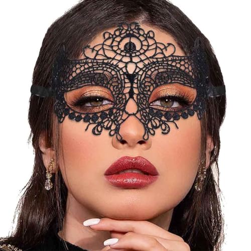 Maskerade Spitzenmaske für Damen, schwarze Spitzenmasken, Kostüm, Party, Abschlussball, Gesichtsmaske, Halloween, Augenmaske (A) (grün) von WLHHBO