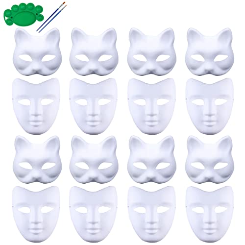 Weiße Papiermasken, für Cosplay, Weihnachten, Party, Masken, unlackiert, für Weihnachten, Party, Masken, für Weihnachten, Party, 16 Stück (Stil 3, Unisize) von WLHHBO