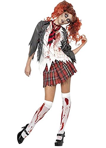 WLITTLE Halloween Zombie Mädchenkostüm Zombie Kostüm Damen Schoolgirl für Halloween & Karneval 3-teilig Jacke mit Shirt, Rock, Krawatte von WLITTLE