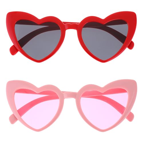 WLLHYF 2 Stück Herz Sonnenbrille 3D Heart Glasses Beugungs Brille Vintage UV-Schutz Herzförmige Sonnenbrille Set für Damen Frauen Kinder Reise Bar Fotoshooting Halloween Party-Dress-Up-Sonnenbrille von WLLHYF