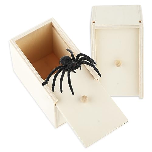 WLLHYF Original Spinnen-Streichbox, handgefertigte Spinnen-Geld-Überraschungsbox aus Holz, Halloween-Streichspielzeug, Spielzeug für Erwachsene von WLLHYF