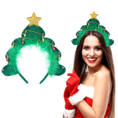 WLLHYF Weihnachtsbaum-Stirnbänder Weihnachtsbaum Kopfschmuck Weihnachts Haarreif Elf mütze Weihnachtshaarband Erwachsene Kinder Kopfbedeckungen Weihnachtsfeiern Cosplay Haarschmuck von WLLHYF