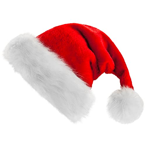 WLLHYF Weihnachtsmütze Nikolausmütze klassischer Rote Samtkomfort Santa Plüsch Warm Dicker Fellrand Weihnachtsmann Mütze für Herren Damen Weihnachts Weihnachtsfeiern Weihnachtskonzert (Rot/Kinder) von WLLHYF