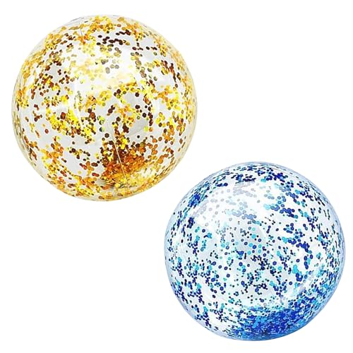 2er-Set Transparente Glitzer-Wasserbälle 40cm (Gold & Blau) | Aufblasbarer Strandball mit Sicherheitsventil | Wasserspielzeug für Pool, Strand & Kindergeburtstag | Wiederverwendbare Wasserbomben von WLVinson