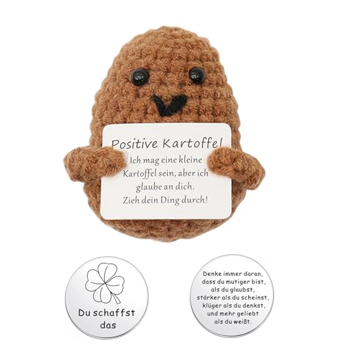 Positive Potato,Positive Kartoffel Deutsch mit Pocket Hug,Glücksbringer Prüfung Positive Geschenke,Kleine Mutmacher Geschenk Positiv kartoffeln,Mini Lustige Aufmunterung Puppe für Frauen Beste Freund von WLVinson