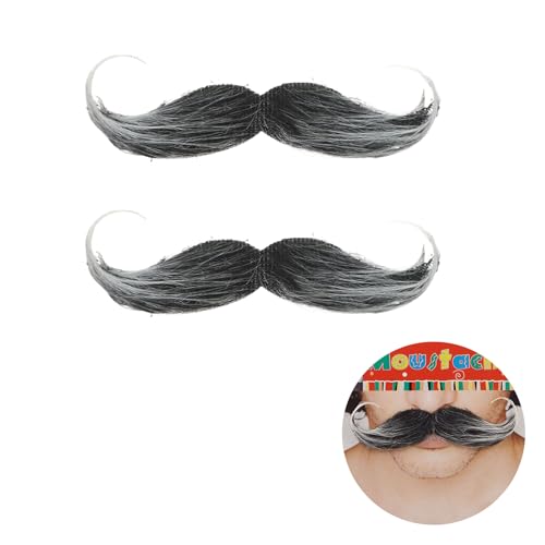 2 Stück Schnurrbart zum Ankleben,Schnauzer zum Ankleben,Fake Bart,Fake Mustache,Schnurrbart Selbstklebend,Bart Kostüm Falscher Bärte,Schnurrbärte Oberlippenbart Cosplay Kostüm für Halloween Party von WLVinson