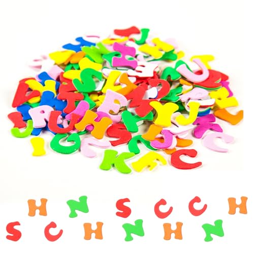 390 Stück Buchstaben Aufkleber,Moosgummi Stickers,Klebebuchstaben Selbstklebende Groß,Buchstaben zum Aufkleben,Klein Filzbuchstaben Zahlen für Schultüte,Kinder Bastelmaterial,DIY Handwerk Schulkind von WLVinson