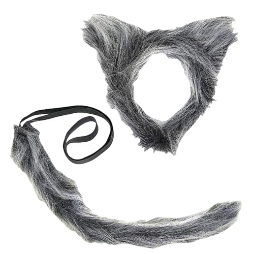 Werwolf Kostüm Set–Plüsch Wolfsohren,Detaillierter Wolf Schwanz & Stabiler Haarreif–Komplett Accessoires Set für Karneval,Halloween,Cosplay & Themenpartys–Wolf Ohren Set für Damen,Herren und Kinder von WLVinson