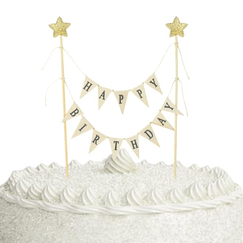 Happy Birthday Tortendeko,Torten Deko Geburtstag,Cake Topper Dekoration,Wimpelketten Happy Birthday Tortenstecker Set,Vintage Kuchen Topper Girlande,Mini Kuchendeko Banner für Geburtstagsfeier liefert von WLVinson