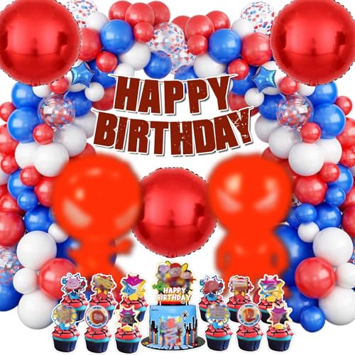 WLXWZ 123 Stück Spiderm Geburtstagsdeko, Spiderm Geburtstag Luftballon und Zahlenballons, Spider Deko Geburtstag Kinder, Spider Tortendeko, Happy Birthaday Banner, Superheld Spideyy Geburtstagsdeko von WLXWZ