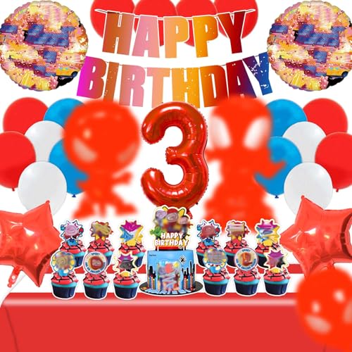 WLXWZ Spiderm Geburtstagsdeko 3 Jahre, Spiderm Geburtstag Luftballon und Zahlenballons, Spider Tortendeko, Spider Tischdecke, Happy Birthday Girlande, etc, Spiderm Deko Geburtstag Kinder 3 Jahre von WLXWZ