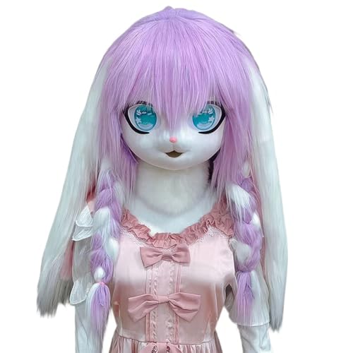 WLYEZAU Fursuit Kig Tiermaske, Tierkapuze Im Anime-Stil Mit Schwanz Und Plüschhandschuhen, Tragbare Kapuzenparty-Verkleidung (Color : 2) von WLYEZAU