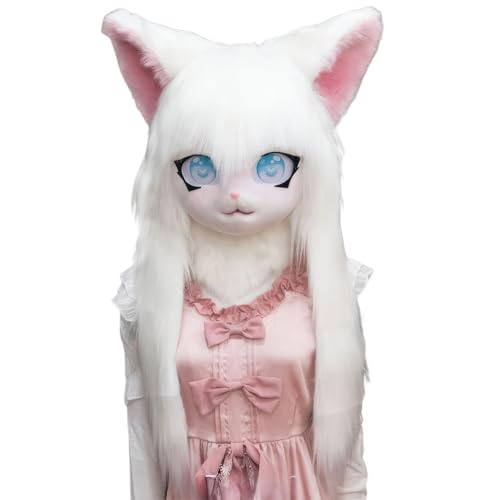 WLYEZAU KIG Pelzanzug-Tiermaske,Anime-Stil Tierischer COS-Kopfschmuck im Lolita-Stil,tragbare Kapuzen(Color:C) von WLYEZAU