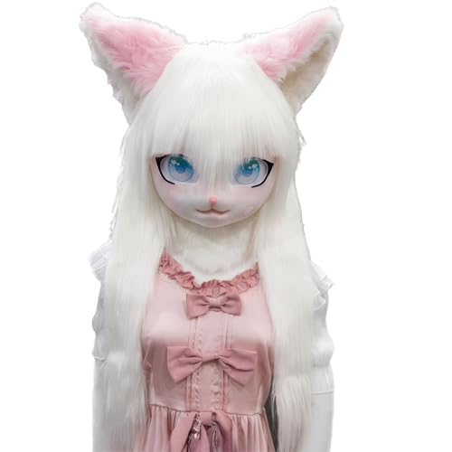 WLYEZAU KIG Pelzanzug-Tiermaske,Anime-Stil Tierischer COS-Kopfschmuck im Lolita-Stil,tragbare Kapuzen(Color:S) von WLYEZAU