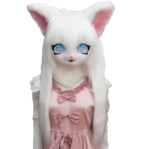 WLYEZAU KIG Pelzanzug-Tiermaske,Anime-Stil Tierischer COS-Kopfschmuck im Lolita-Stil,tragbare Kapuzen(Color:U) von WLYEZAU