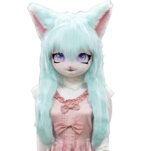 WLYEZAU KIG Pelzanzug-Tiermaske,Anime-Stil Tierischer COS-Kopfschmuck im Lolita-Stil,tragbare Kapuzen(Color:V) von WLYEZAU