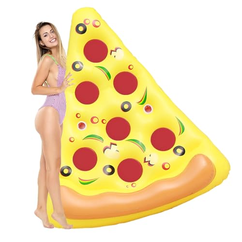 WLZP Gigantisches Luftmatratze Pizza für den Pool, Schwimmmatratze für Erwachsene mit Getränkehalter Notfall-Flickzeug Spielzeug für Poolpartys, Sommer Pool Matratze (1 Packung) von WLZP