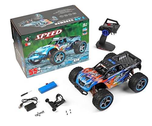 WLtoys High-Speed RC Car 104019 1:10 2.4G RC Car 55KM/H Off-Road Racing 3650 Brushless Motor Metal Chassis Electric High-Speed Drift Car for Toys (104019 1 * 2200) von WLtoys