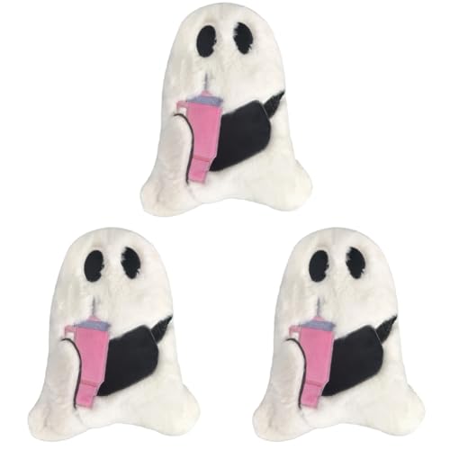 WMFASBAG Halloween-Kissen aus Plüsch, niedliches Geister-Kissen für Wohnzimmer, Sofa-Dekoration (Pink Cup Ghost) von WMFASBAG