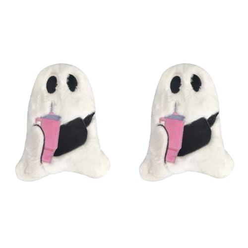 WMFASBAG Halloween-Kissen aus Plüsch, niedliches Geister-Kissen für Wohnzimmer, Sofa-Dekoration (Pink Cup Ghost) von WMFASBAG