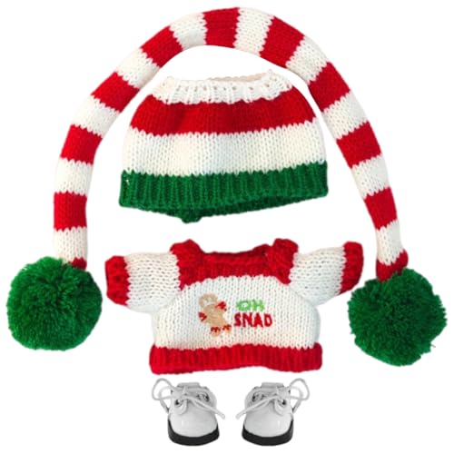 WMFASBAG Mini-Plüsch-Puppenkleidung für Labubu, Weihnachtsstrickpullover, Plüsch-Puppenkleidung, Outfit-Zubehör für Kinder, Geschenk von WMFASBAG