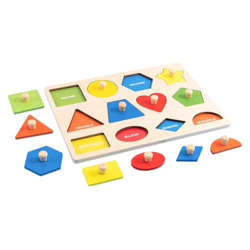 WMFASBAG Montessori-Puzzlespielzeug aus Holz mit Stecknadeln, Form- und Farbsortierung, frühpädagogisches Aktivitätsspielzeug, rutschfest, for Babys und Kleinkinder von WMFASBAG