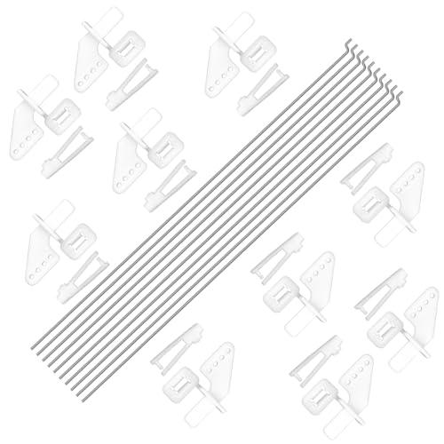 WMYCONGCONG 10 PCS 1,2x210mm Stahlstößelstangen Teile + 10 PCS Nylon Micro Control Hörner 21x11mm 4 Löcher für RC Flugzeug Flugzeug DIY Teile von WMYCONGCONG