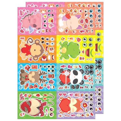 WNXGNHO 16x Cartoon Thema Gesicht Aufkleber Puzzle Kinder Jungen Mädchen Geschenke Kinder Machen EIN Gesichtsaufkleber Set von WNXGNHO