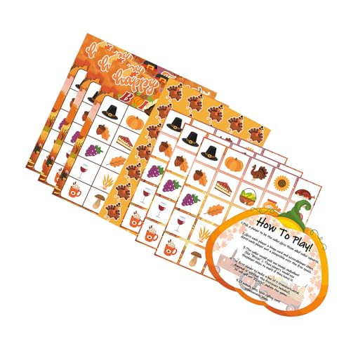 WNXGNHO Familientreffen Thanksgiving Bingo Set Partyspiel Spielzeug Für Kinder Und Erwachsene Thanksgiving Aktivität Für Klassenzimmer Und Zuhause von WNXGNHO