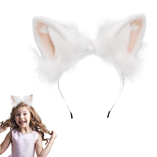 WOBBLO Haarband mit Katzenwolfen, Ohrenreifen aus Fell – elegant, handgefertigt, niedlich, rutschfest, robust, Pelz, Katzenohren, Haarband für Anime-Kostüm, Party, Cosplay von WOBBLO