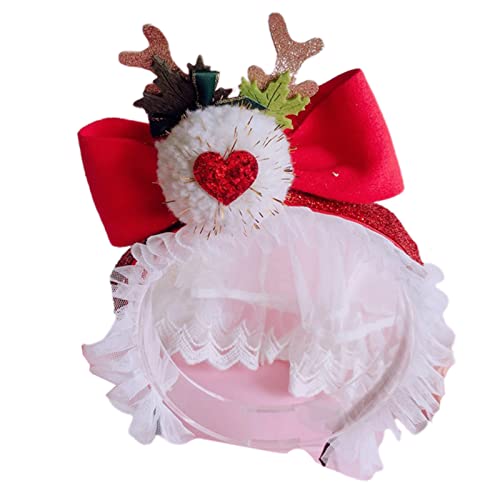 WOEIFGV Hirschhorn-Stirnbänder mit Schleife, Horn, Kopfbedeckung, Haarreif, Weihnachten, Kopfschmuck, Party, Verkleidung von WOEIFGV