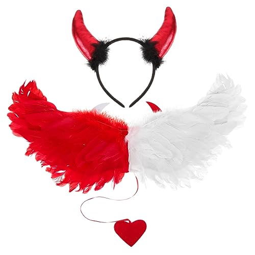 WOFASHPURET 1 Satz Feenflügel Teufel Kostümzubehör Flügel Für Maskerade Flügel Für Party Cosplay-flügel Halloween-teufel-stütze Teufel Kostüm Flügel Halloween-teufel-stirnband Feder von WOFASHPURET